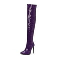thumbnail image 4 of Over the Knee Boots for Women Shiny Pointed Toe Stiletto (Purple 41), 4 of 5