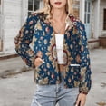 thumbnail image 3 of Jackets for Women Winter Coat Jackets Flannel Stand Collar Jacket(Blue Floral Pattern Rug,Size:S-4XL), 3 of 7