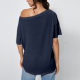 thumbnail image 4 of Bibifish Womens T-Shirts Off Shoulder Short Sleeve Loose Fit Tees Casual Summer Vacation Beach Weekend Street Style Everyday Tops, 4 of 6