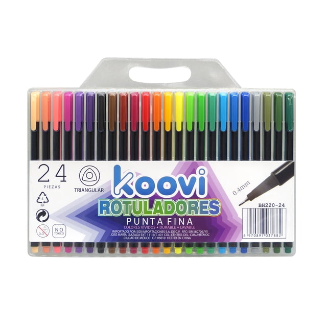 ROTULADORES PUNTA FINA 0.4 MM. 24 PIEZAS COLORES INTENSOS KOOVI