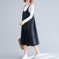 thumbnail image 4 of Cotton Linen Pina fore Dress Wide Straps Buttoned Chest Pockets Open Back A Line Casual Loose Overall Dress, 4 of 7