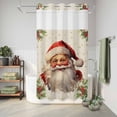 thumbnail image 6 of No Hook Shower Curtain with Built-in Rings - Vintage Santa Claus Christmas Washable Waterproof Fabric Bathroom Curtains for Hotel,Rentals, Stall 36 X 78 Inch , BerriesLeaves Snowflake, 6 of 9