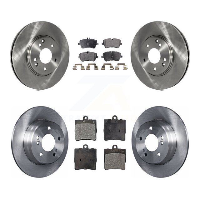 Transit Auto Front Rear Disc Brake Rotors and Ceramic Pads Kit for Car Mercedes-Benz SLK280 SLK300 Without Sport Package K8T-101146