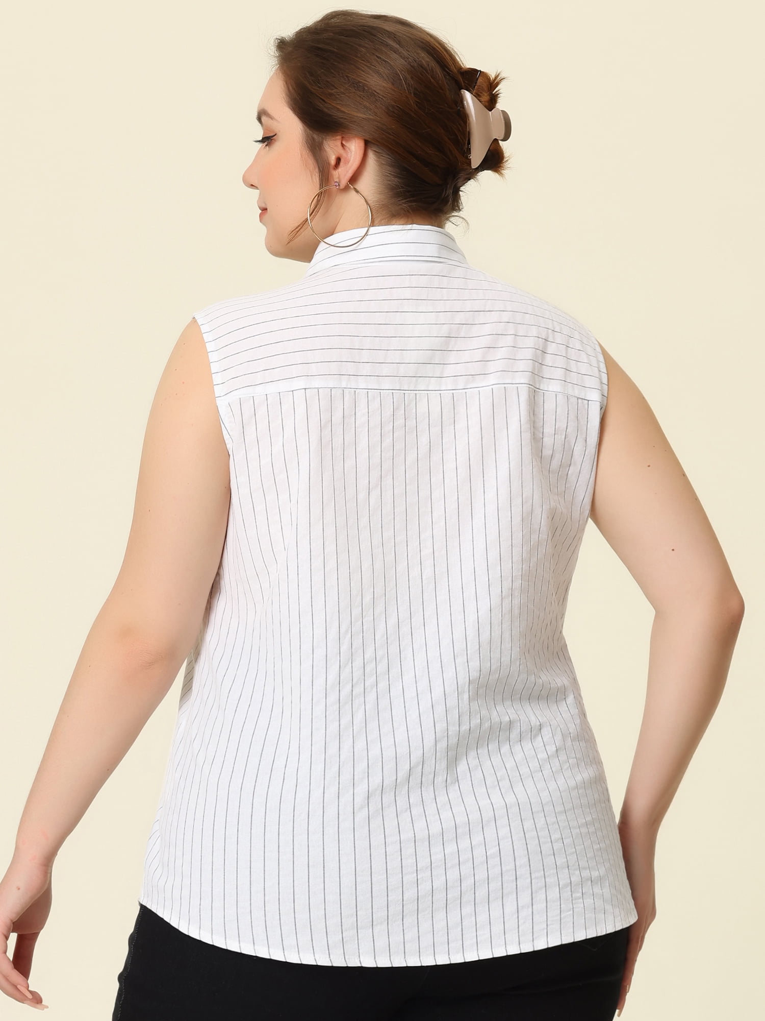 DARING DIVA Women's Plus Sleeveless Button Down Fashion Tank Top 2X White