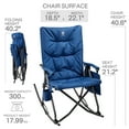 thumbnail image 4 of Padded Rocking Camping Chair, Foldable Rocker Chair, Heavy Duty-Steel, Supports 400 lbs, Blue, 4 of 8