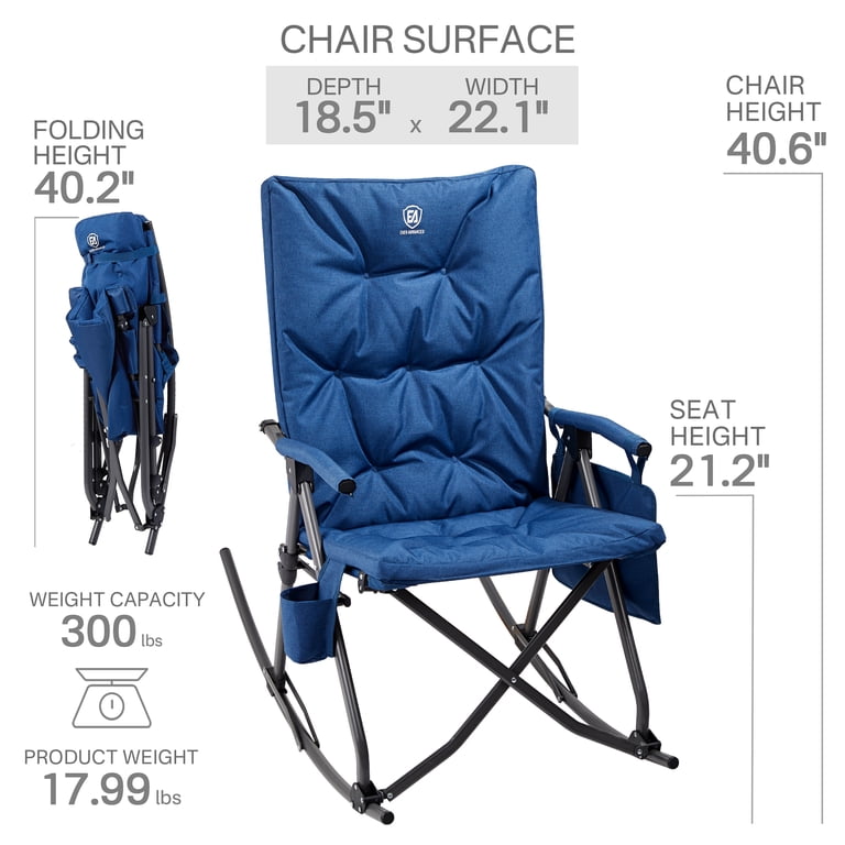 EVER ADVANCED Portable Folding Rocking Chair, Heavy Duty Steel