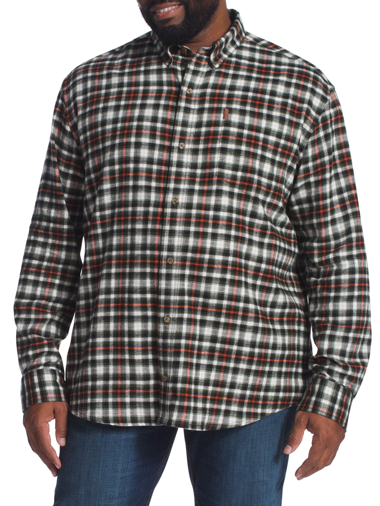 Essentials Big and Tall Long-Sleeve Plaid Flannel Shirt Homme 