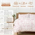thumbnail image 6 of Light Pink Floral Paisley Bedding Duvet Cover Set Queen Size 4 Pieces Boho Leaf Vintage Farmhouse Linen Bedding Set with Zipper Closure, 1 Comforter Cover 90x92 Inches 1 Flat Sheet & 2 Pillow Cases, 6 of 7