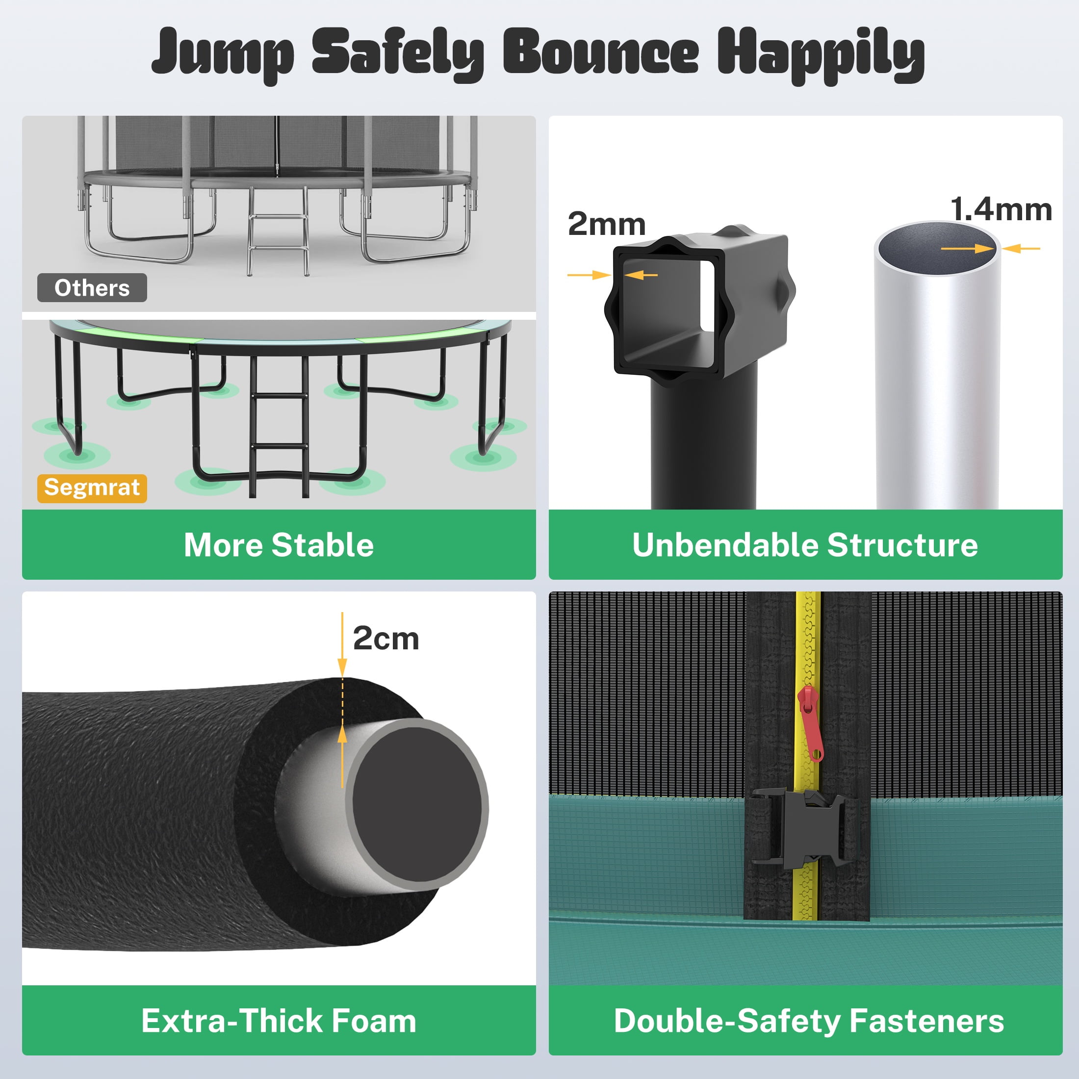 SEGMART 12ft Trampoline with Basketball hoop, Upgraded Round Outdoor Kids Trampoline with Enclosure Net, Heavy Duty Backyard Trampoline with No Gap Design, Recreational Trampoline for Adults Kids