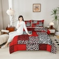 thumbnail image 4 of jejeloiu Patchwork Geometric Checkered Bedding Comforter Set,Leopard Zebra Print Twin Comforter Sets,Red White Black Bedding Set For Girls Kids,Ultra Soft Home Decor,2-Piece, 4 of 8