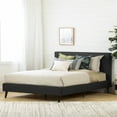 thumbnail image 1 of South Shore Gravity Queen Modern Upholstered Platform Bed and Headboard, in Matte Charcoal, 1 of 12