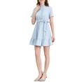 thumbnail image 2 of Allegra K Women's Ruffle Hem Fit and Flare Frill Trim Button Front Dresses, 2 of 6