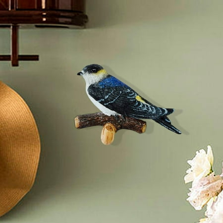 

Birds on A Branch Hanger Bathroom Wall Art Home Decor Improvement Hanging Resin Black 12x3.5x6.5cm