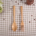 thumbnail image 1 of Vajilla De Postre Cuchara De Madera Tenedor, Tenedor De Madera, 2 Piezas / Juego Para Viajar Juego De Cubiertos De Camping Juego De Cubiertos Cergrey Spoon Fork Utensil, 1 of 8