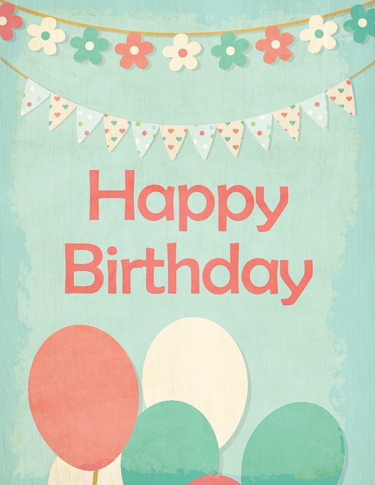 Happy Birthday Balloons Poster Print by Allen Kimberly (9 x 12