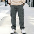 thumbnail image 6 of Men Wide Corduroy Cargo Pants Sevevn Multi Flap Side Pockets Zip Button Closure Loose Straight Leg Solid Color Casual Bottoms For Daily Street Walking And Outdoor Daily Wear, 6 of 7