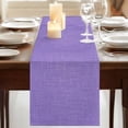 thumbnail image 3 of Lavender Burlap Texture 108 Inch Table Runner, Farmhouse Vintage Lavender Farmhouse Dresser Scarf Cotton & Linen Tablerunner for Dining/Kitchen Island/Holiday Party Décor 13" x 108", 3 of 9