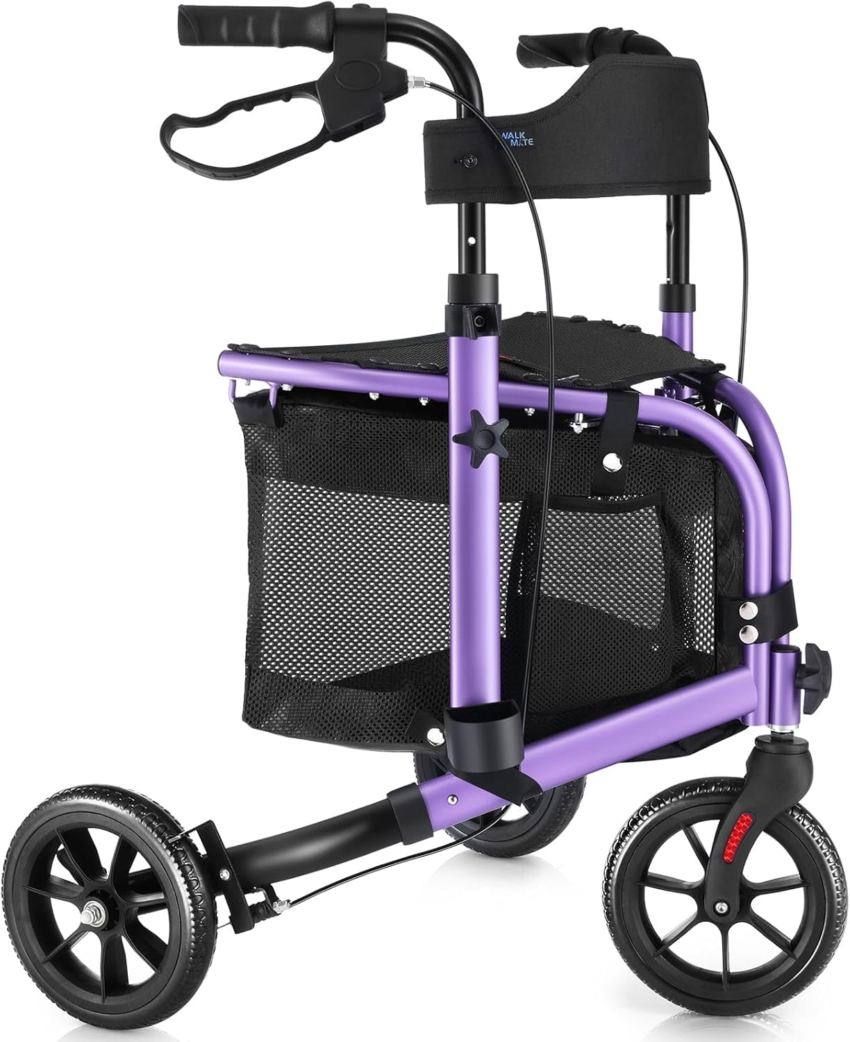 WalkMate 3 Wheel Rollator Walker with Seat for Slim Seniors, Padded ...