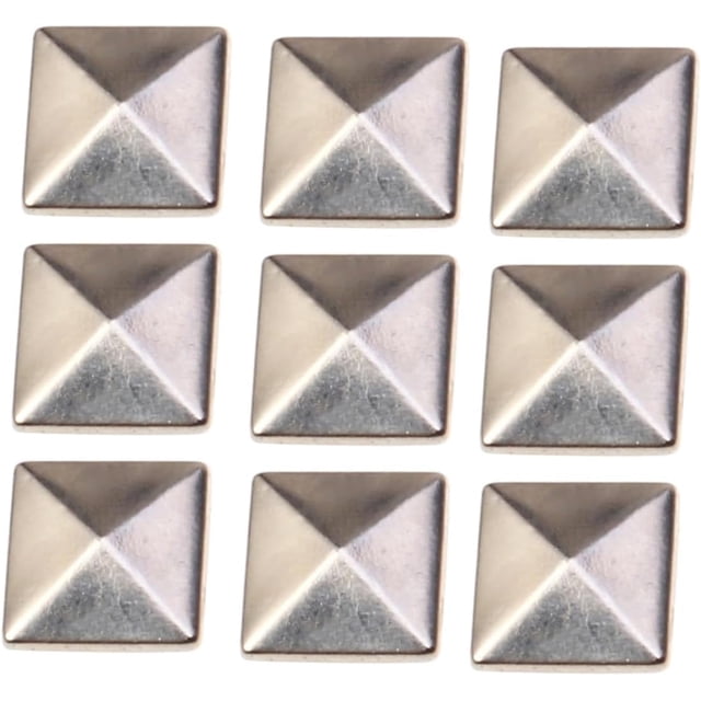 HUGFEGWE 100 Pcs Clous Pyramide Flatback à Coller Clous Rivets Clous Carrés en Cuivre DIY Clous Carrés Métal Punk Chaussures Argent Colle sur Métal CA919-79305