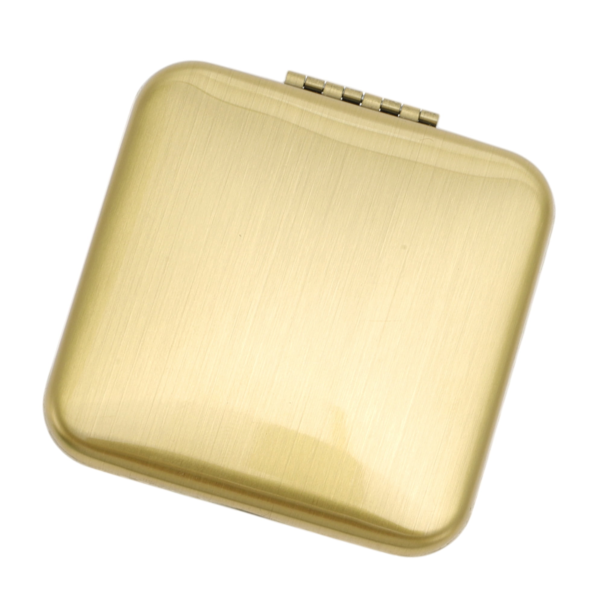 Unique Bargains 1 Pc Women Large Square Folding Makeup Mirror for Travel Gold Tone