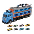 thumbnail image 2 of Hauler-Juego de vehículos de lanzamiento, juego de camiones transportadores de coches, camiones de juguete coleccionables para niños, niñas y niños , azul con 8 coches, 2 of 8