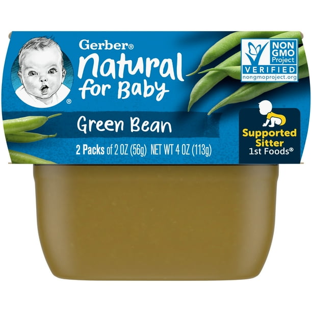 Gerber 1st Foods Natural for Baby Baby Food, Green Bean, 2 oz Tubs (2
