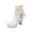 White, variant on Tejiojio Waterproof Boots for Women, Fall Winter Lace Bow Tassel Beaded Lorita Thick Heels Women's Short Boots