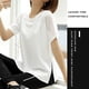 thumbnail image 5 of Hukapapa Camiseta de manga corta para mujer, secado rápido, atlético, para correr, entrenamiento, yoga, rendimiento, blanco, M,, 5 of 6