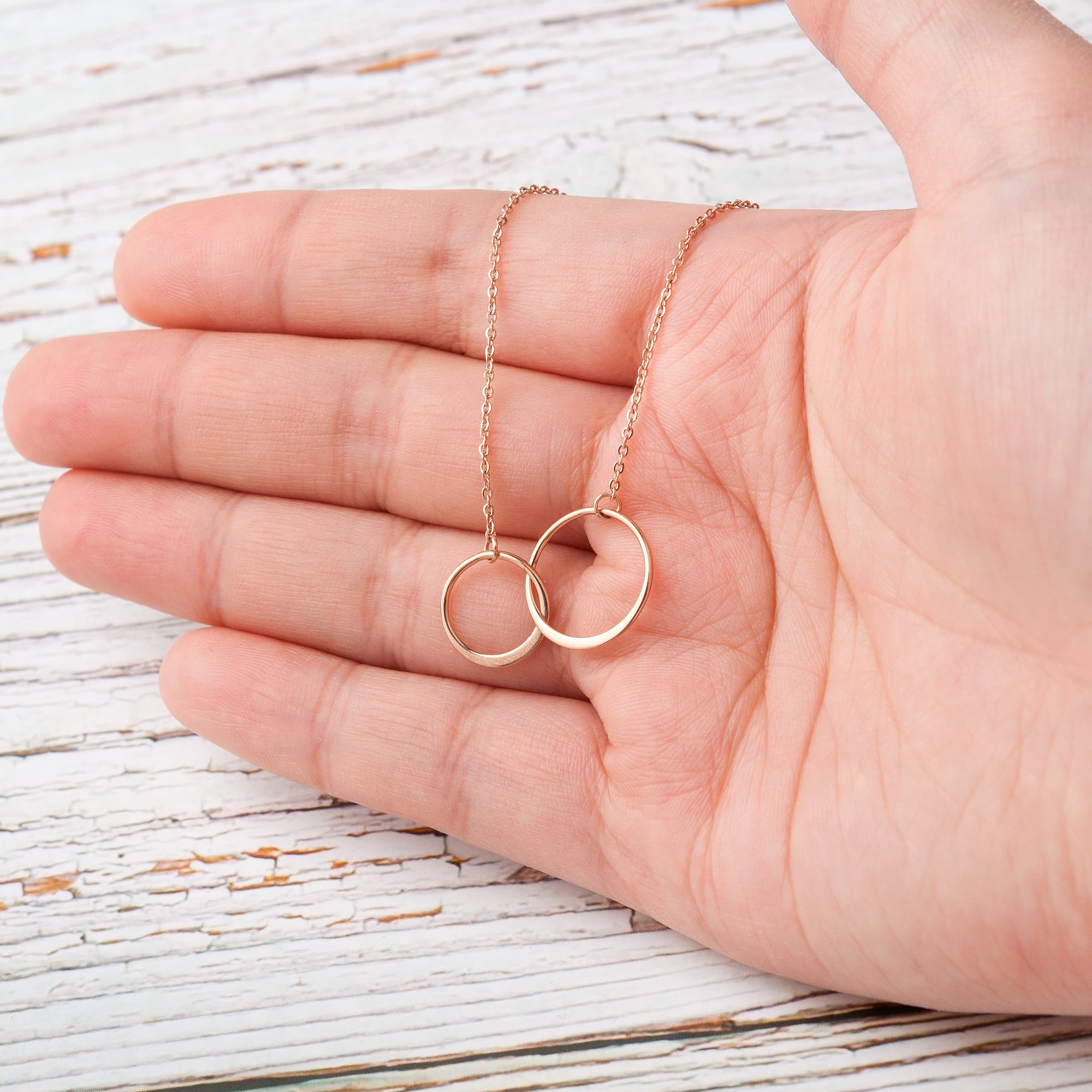 Valentines Day Gift for Mom WifeFor My Beautiful Girlfriend Double Infinity Ring Card Necklace Gift for Mom Romantic Gift Ideas Fiancee Girlfriend with With Gift Box Ships Next Day - Rose Gold
