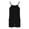 thumbnail image 4 of QATAINLAV Ofertas de Hoy en Liquidación! Women Summer Camisole Pajama Sets Casual Ribbed Knit Button Up Sleeveless Tanks Tops Matching Sleepwear Shorts 2 Piece Lounge Outfits Black S, 4 of 8
