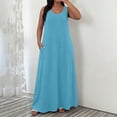 thumbnail image 6 of Karymi Summer Dress Plus Size Solid Maxi Dress, Casual Round Neck Sleeveless Tank Dress with Side Pockets, Loose Fit Flowy Long Dress Cocktail Dresses for Women, 6 of 6