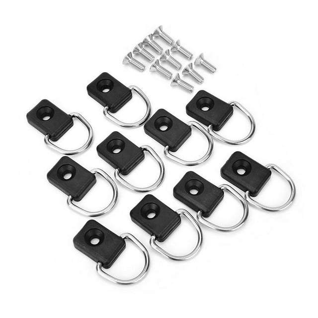 Soidarity Paquete de 10 hebillas de anillo tipo D de nailon para Kayak con tornillos, suministros de piezas de repuesto de Hardware portátil, Deportes acuáticos