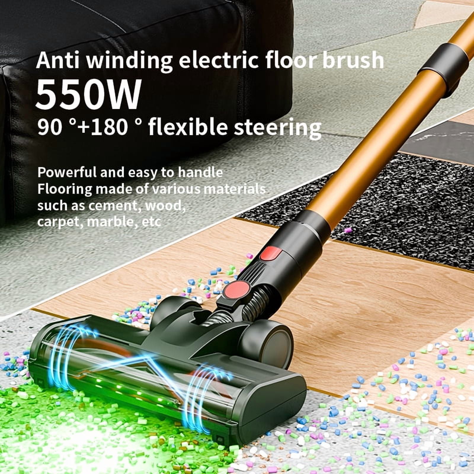 Cordless Vacuum Cleaner, 450W 45Kpa Stick Vacuum with Touch Screen, 55 Mins Runtime Rechargeable Vacuum, Lightweight Powerful Vacuum Cleaner for Home with 1.5L Cup for Pet Hair Carpet Hardwood Floor