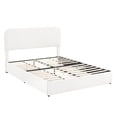 thumbnail image 4 of Miniyam Queen Size Ivory Boucle Upholstered Bed with 4 Storage Drawers & Curved Stitched Tufted Headboard for Adult, 4 of 7