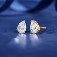 thumbnail image 2 of JeenMata 0.5 Carat Pear Cut Moissanite Minimalist Solitaire Stud Earrings in 18k Yellow Gold Plating for Women, 2 of 7