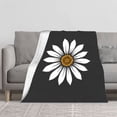thumbnail image 2 of Durable Soft & Warm Flannel Blanket - Cozy Floral Design with White Petals & Orange Core Perfect for Sofa Travel Bed & Chair, 2 of 7
