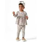 Modern Moments by Gerber Baby Girl Long Sleeve Ribbed Peplum Top & Legging Outfit Set, 2 Piece, Sizes 0/3-24 Months