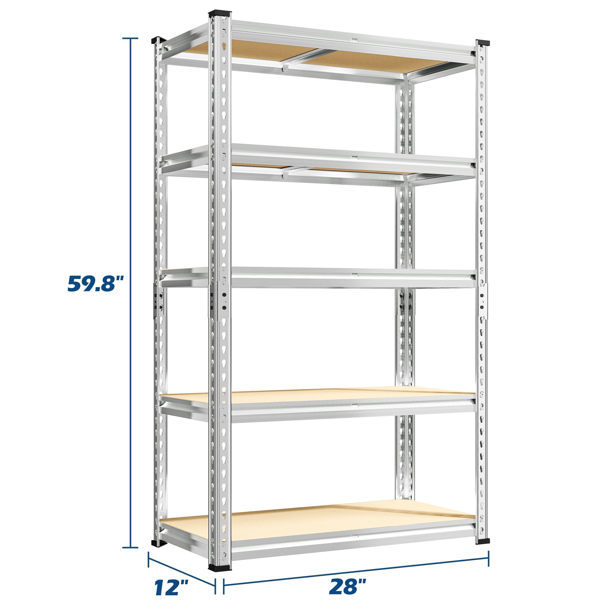 REIBII 5 Tier Storage Shelves 2020LBS Garage Shelving Units Heavy Duty Adjustable Shelf for Warehouse Pantry Closet,28"Lx12"Wx 59.8"H,Galvanized