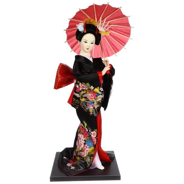 Muñeca de geisha con kimono, figura de geisha japonesa, decoración de escritorio, estatua de chica con kimono japonés