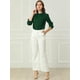 thumbnail image 2 of Allegra K Blusa De Chifón Con Cuello Levantado Y Volantes De Manga Larga Con Cierre De Botones Para Oficina Y Trabajo Para Mujer Verde oscuro M, 2 of 6