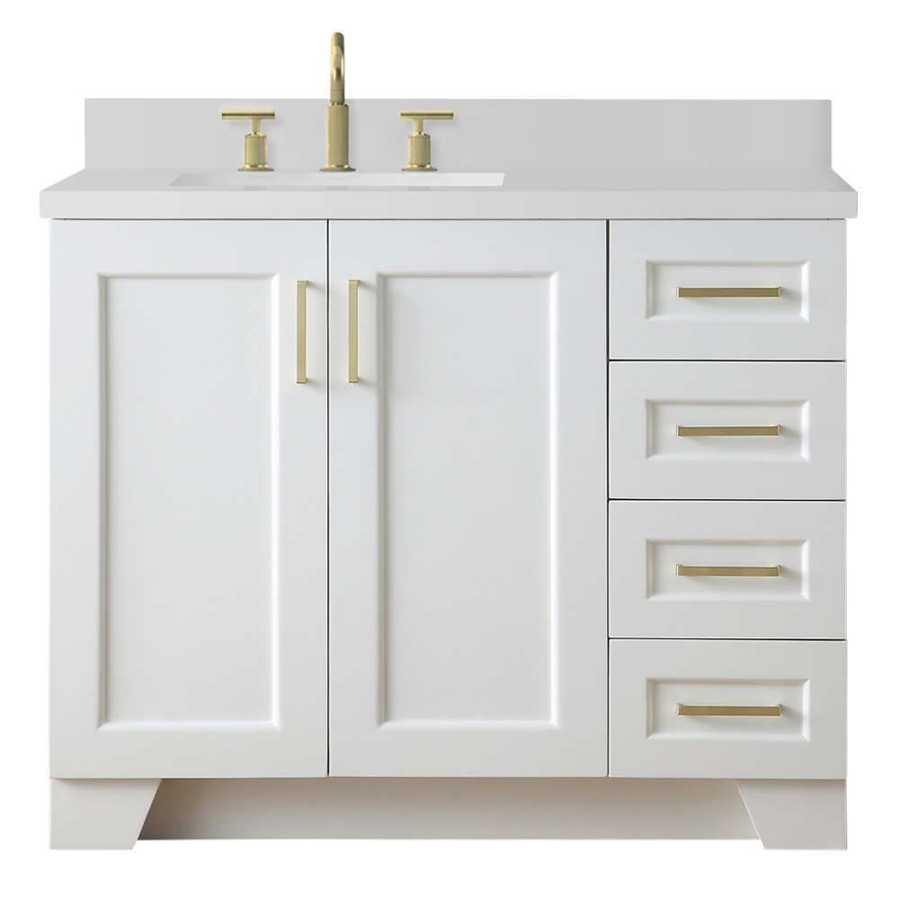 ARIEL Taylor 43 in. Bath Vanity in White with Quartz Vanity Top in