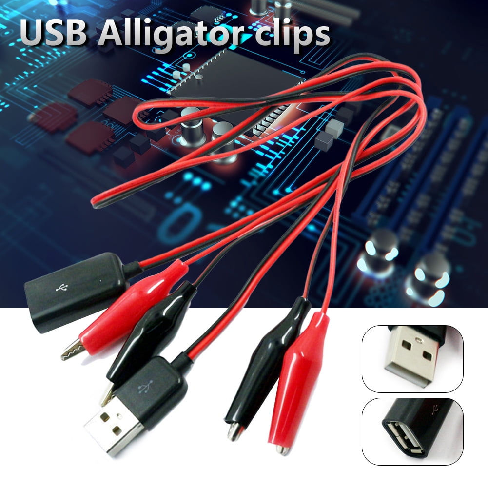USB Crocodile wire Alligator clips Male of Female to USB tester Voltage Mete REX 