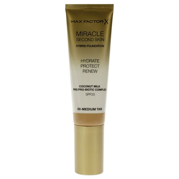 Miracle Second Skin Foundation SPF 20 - 08 Medium Tan by Max Factor for Women - 1.01 oz Foundation