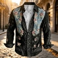 thumbnail image 5 of Fsmtpdam Cotton Hawaiian Shirts for Men Floral Button Down Collared Long Sleeve Boho V Neck Vintage Top Lightweight Summer Beach Holiday Relaxed Fit Vacation Tees, 5 of 5