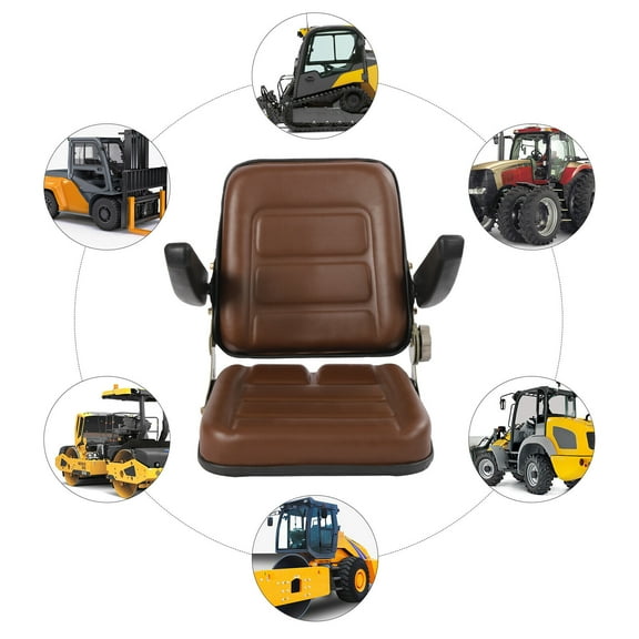 Universal Tractor Seat Adjustable w/Armrest For Kubota Bobcat John Deere Ford