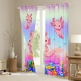 thumbnail image 3 of Jejeloiu Cartoon Axolotl Blackout Curtains Set of 2 (52x84 Each),Colorful Sealife Window Curtains,Pink Blue Purple Curtains and Drapes For Girls,Super Cozy Bedroom Decor, 3 of 6