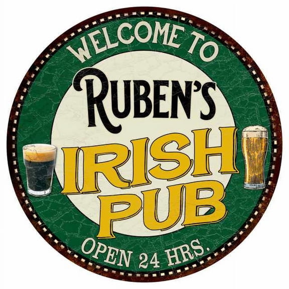 Ruben's Irish Pub 14" Round Metal Sign Kitchen Bar Wall Decor 100140036223