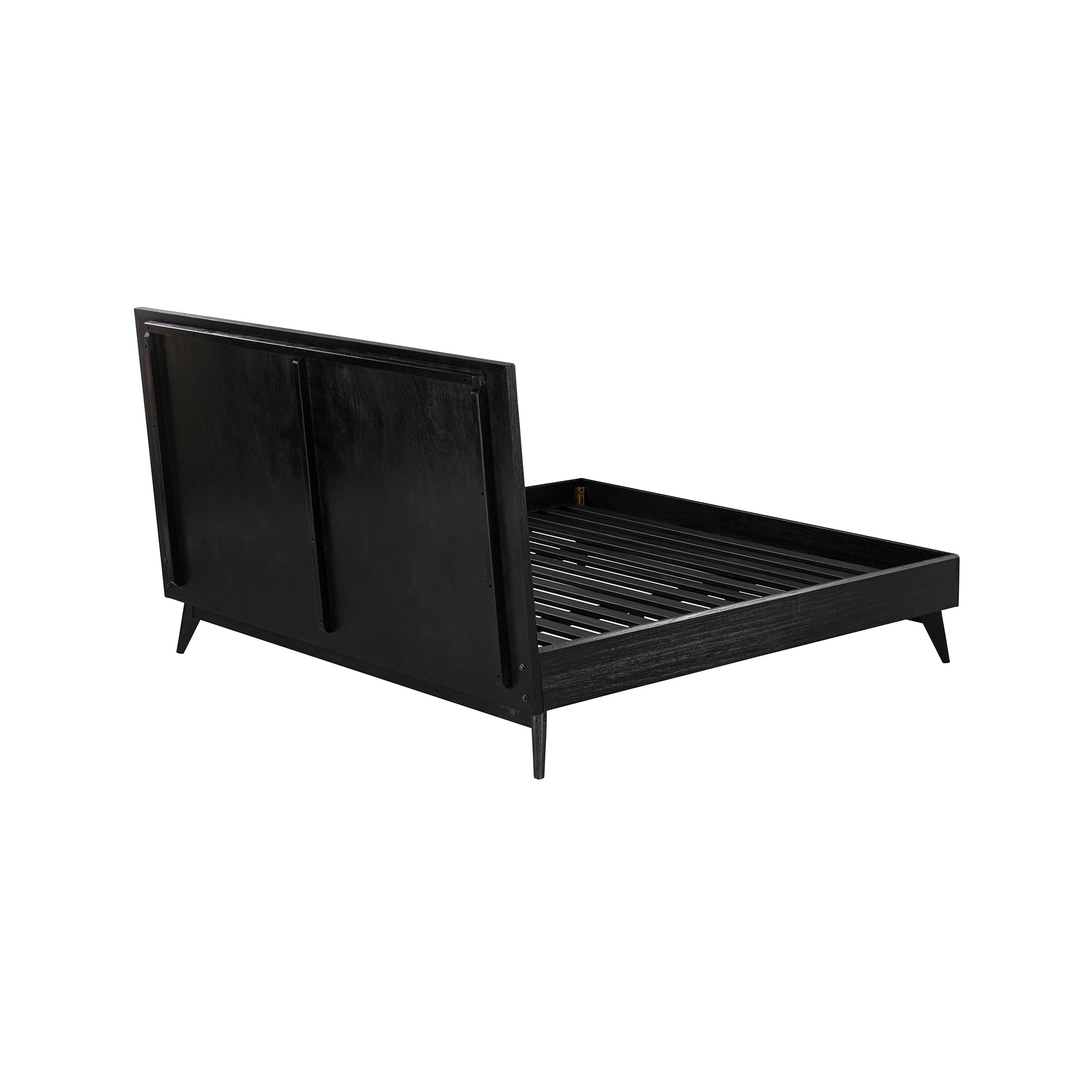 Carnaby Queen Platform Bed Frame in Black Brushed Oak Wood
