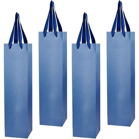 Paper Wine Package Bags Gift Storage Supplies Rectangle Marine Blue 10.2x9.8x39cm