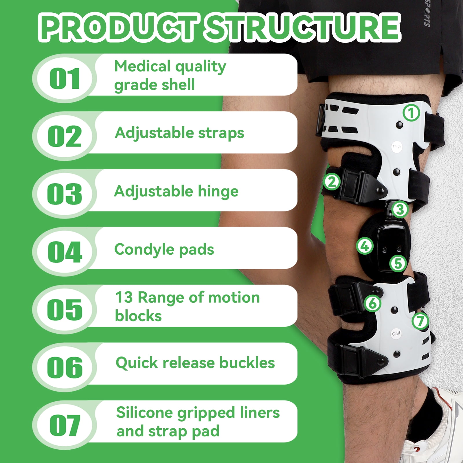 Orthomen White OA Unloader Knee Brace Arthritis Pain for Women and Men (Right)